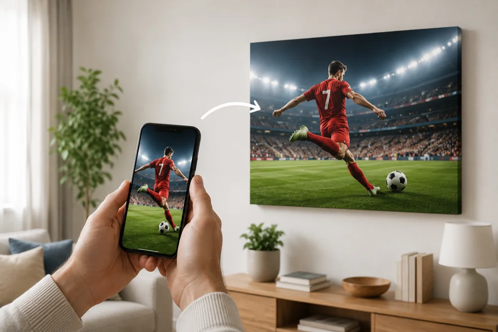 Stadium panorama canvas print and wall art display featuring World Cup football photography