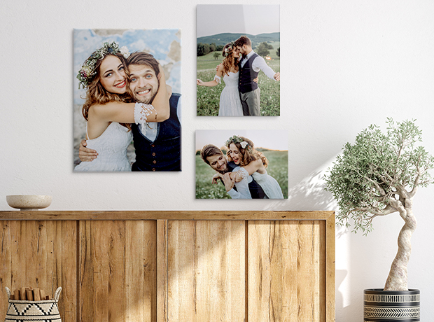 Modern living room wall art arrangement