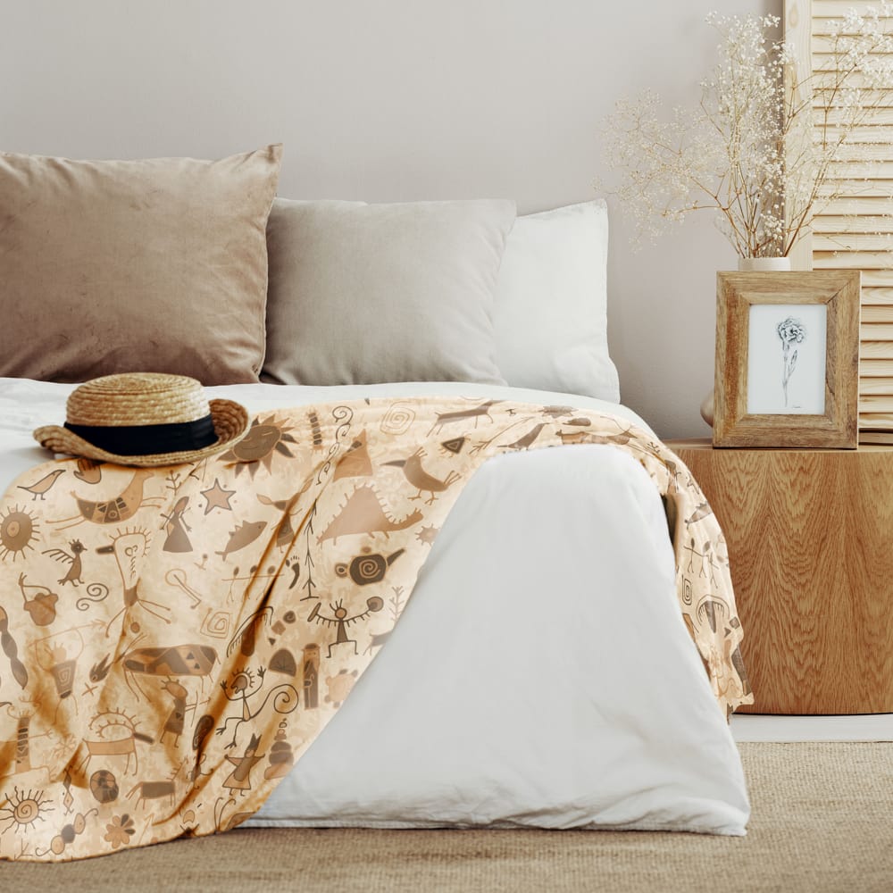 Stylish bedroom wall art arrangement