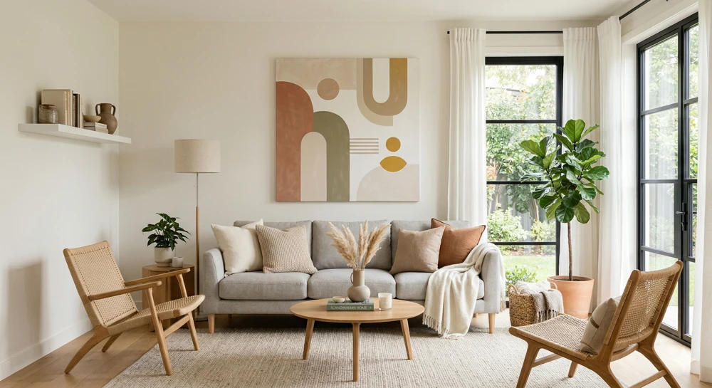 Modern canvas wall art in a home office setting