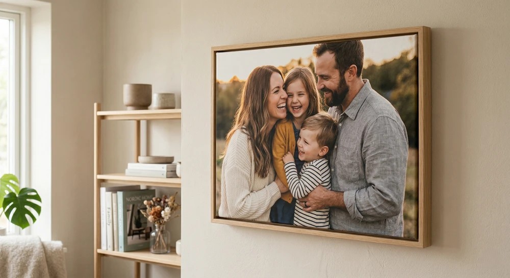 Gallery wall with multiple canvas prints