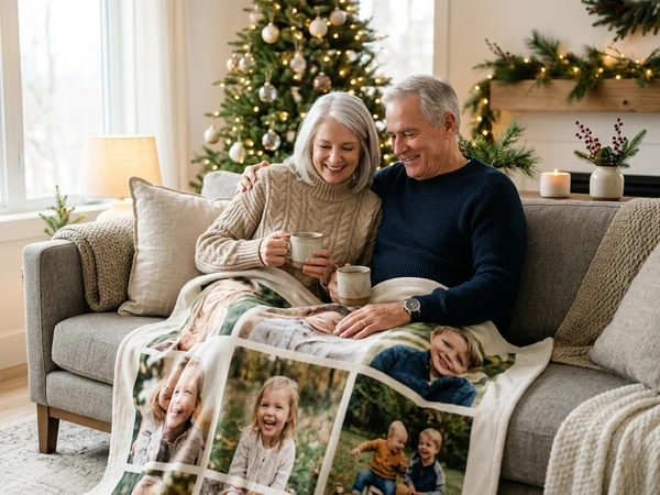 Christmas blanket for grandparents showing every grandchild