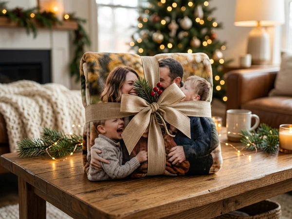 Christmas blanket printed with a single graduation photograph