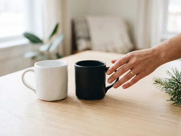 Choosing a Christmas mug and where the photo sits around the handle