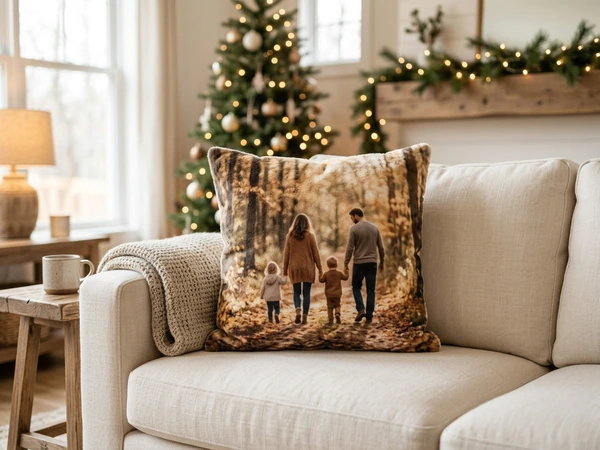 Premium plush Christmas pillow in the standard sixteen inch sofa size