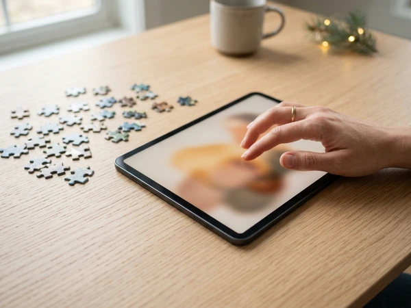 Choosing the crop of a Christmas puzzle in its landscape format
