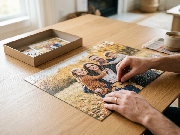 Checking the preview of a Christmas puzzle before ordering