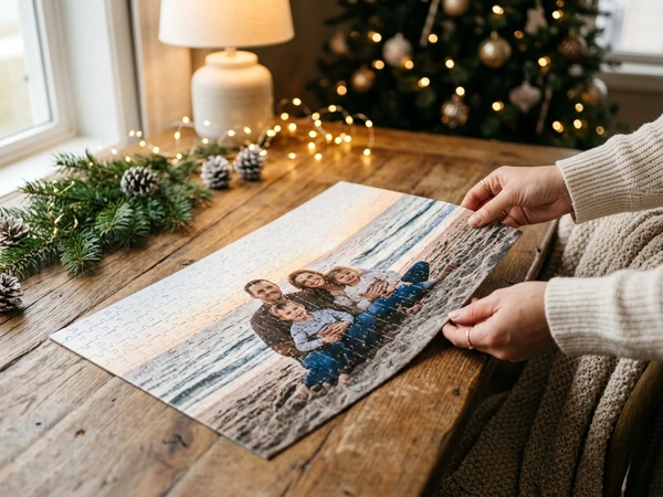 Christmas puzzle made from the best family photo of the year