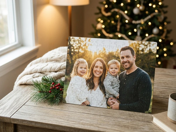 Christmas puzzle made from a photo with a clear subject and strong colors