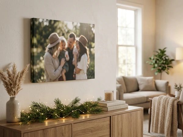 Canvas Christmas wall art hand stretched on a solid wooden frame