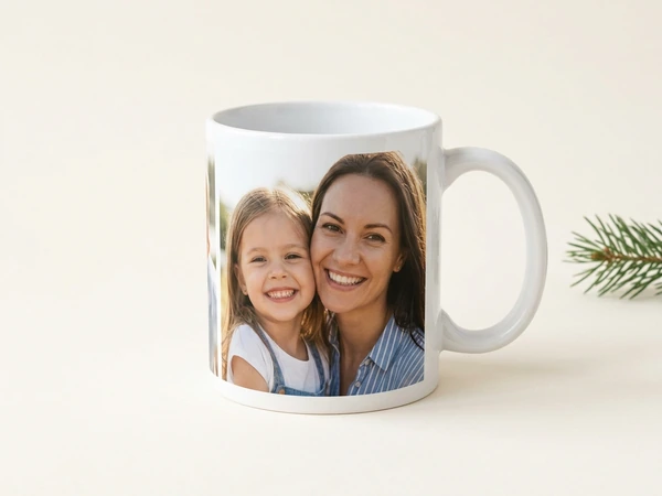 Photo mug printed with a mother and daughter