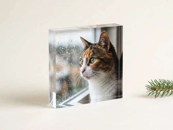 MixBlox acrylic photo block of a cat