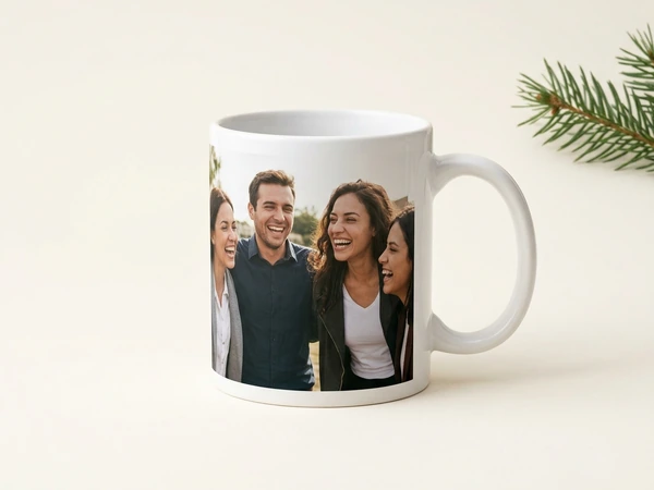 Photo mug printed with a team of colleagues