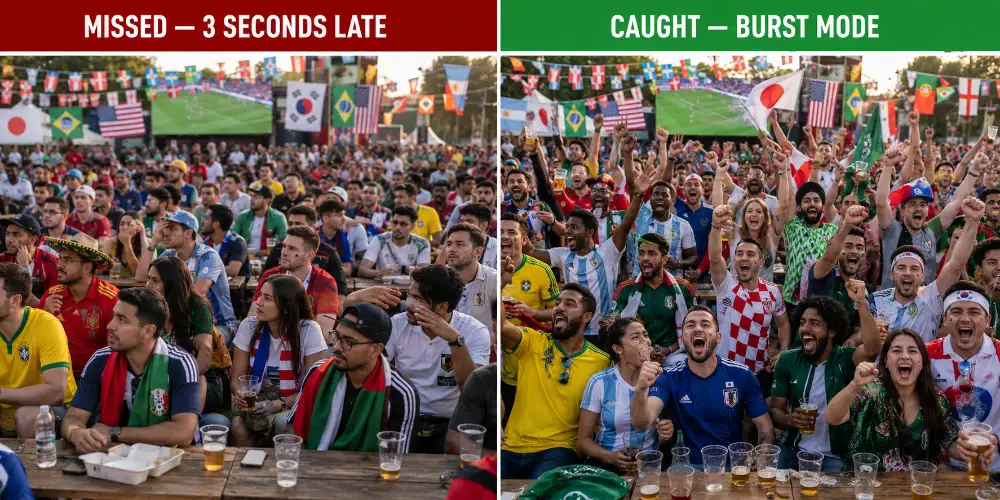 Large crowd celebrating at a World Cup fan zone