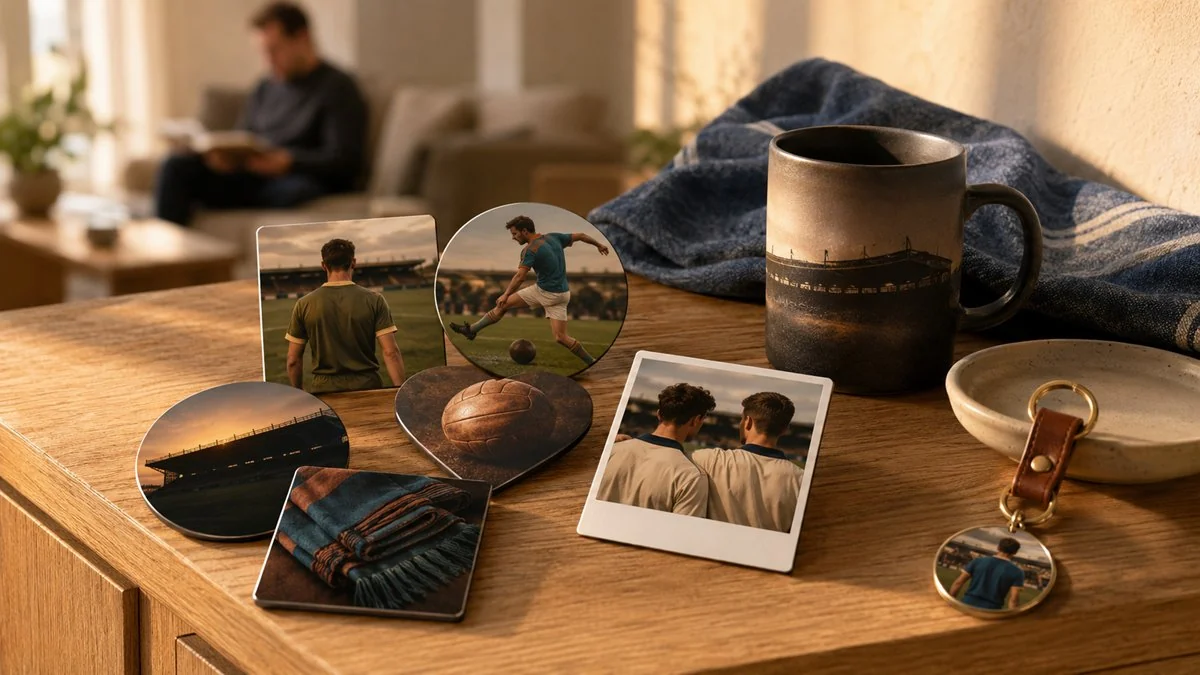 Photo magnets combined with a photo mug, keychain, and sports towel as a complete Championship Summer keepsake collection