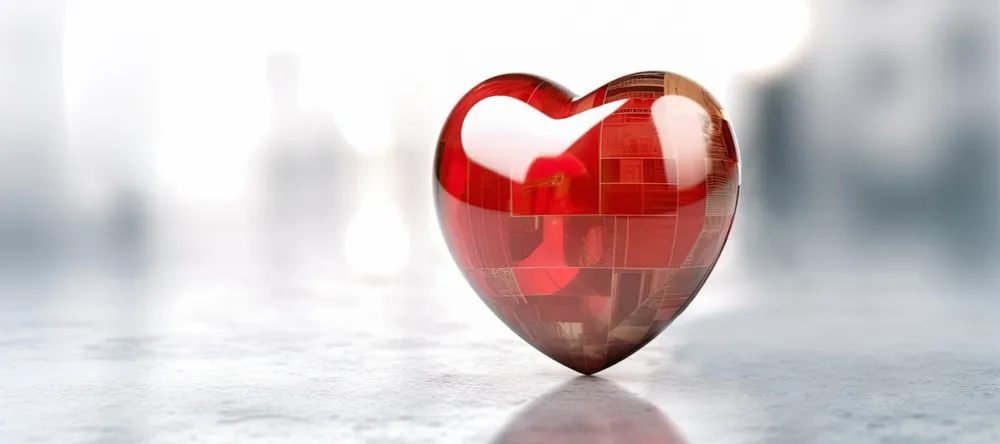 Glossy or Matte for Photos. High-gloss image of glass heart.