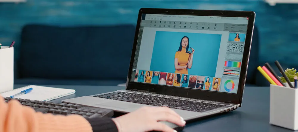 How to Resize an Image. Person looking at photo gallery on PC.