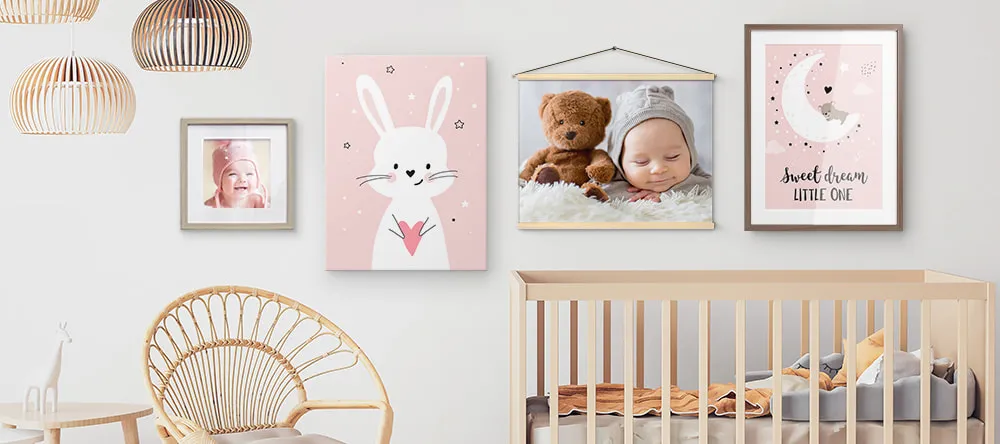 Nursery Wall Art: Tips from Our Decor Experts. Gallery wall in a baby's room.