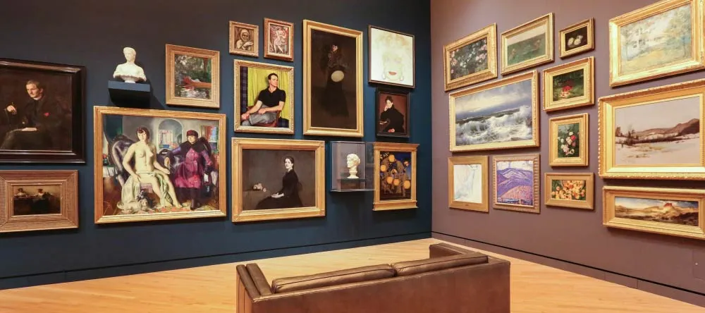 What is a Canvas Print? Gallery with paintings on the walls.