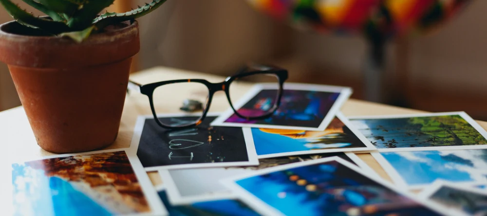 standard size photos on a table