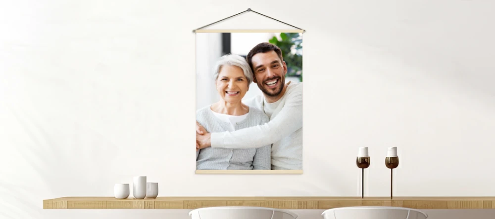 mother’s day hanging canvas photo print on a wall
