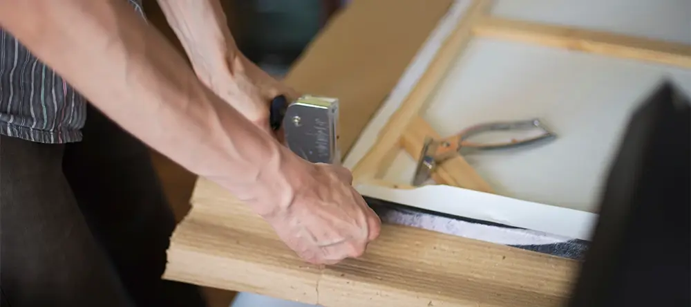 Building a wooden frame for a canvas using tools