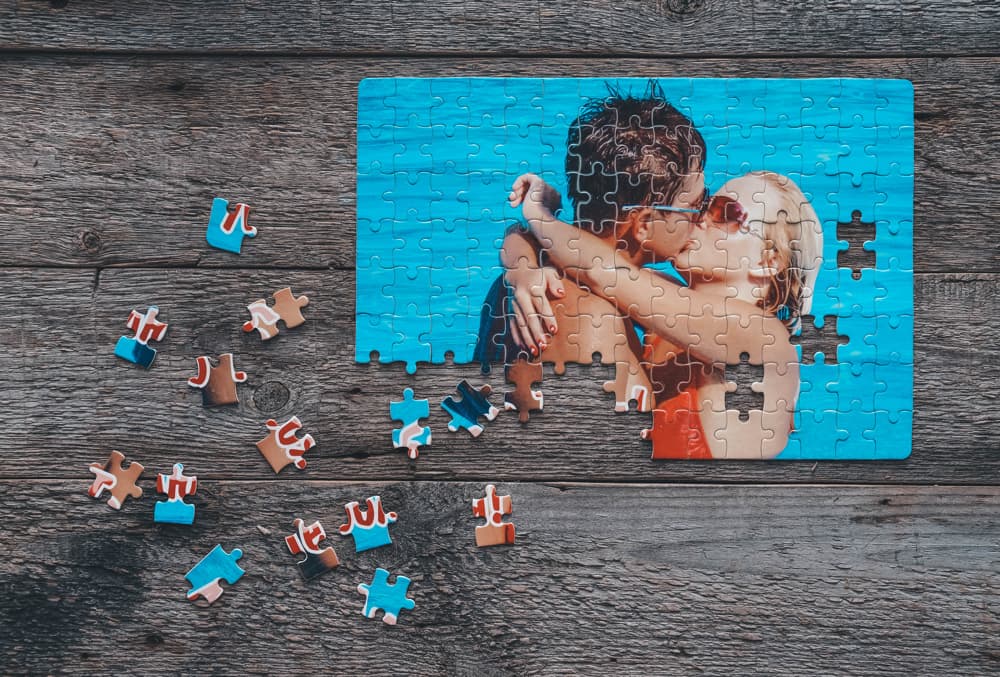 Personalized photo puzzle for a Valentine’s Day activity