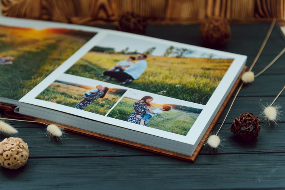 Custom photo book for first wedding anniversary gift