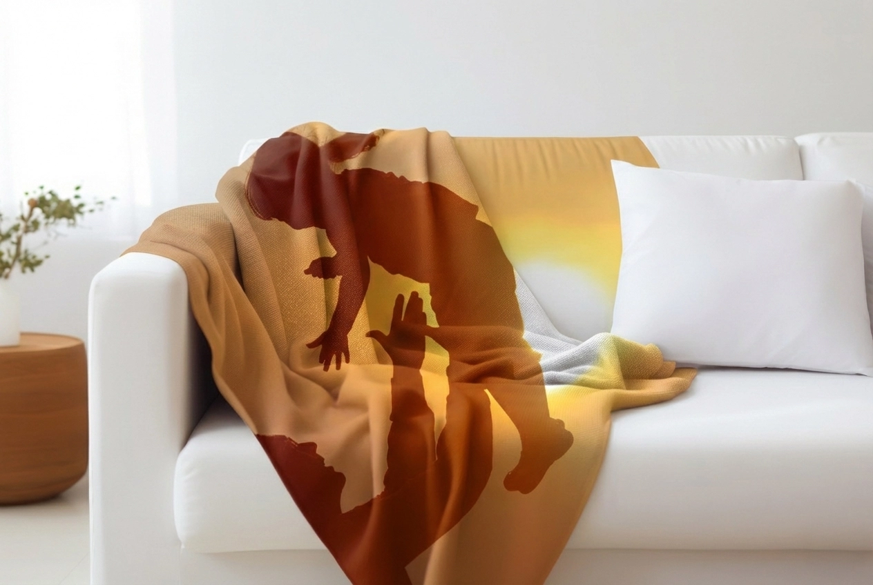 Photo blanket with a collage of father daughter memories and papa daughter quotes