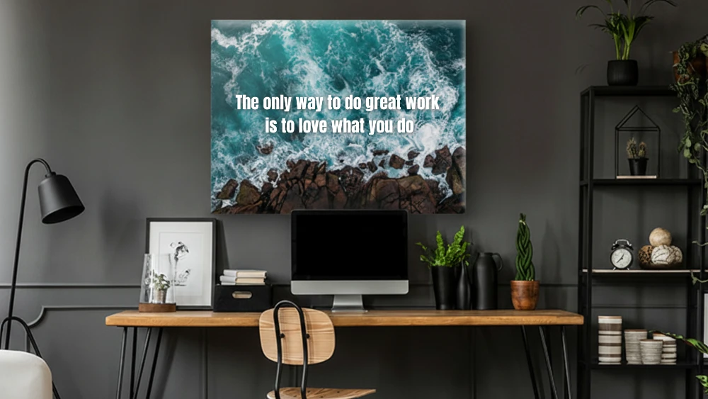 Assortment of inspiring quotes and short sayings on various canvas print formats