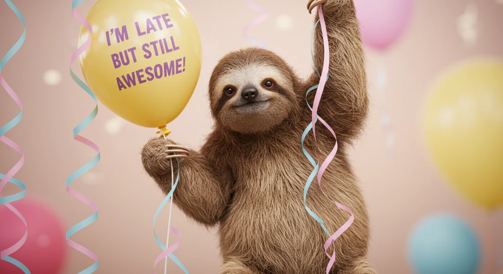 Custom canvas print with 'Better Late Than Never' message for a belated birthday gift idea