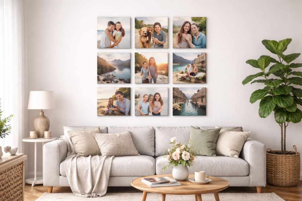 Canvas prints used as a gallery wall anchor