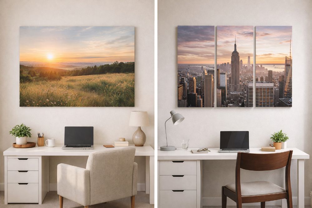 Custom photo collage canvas display