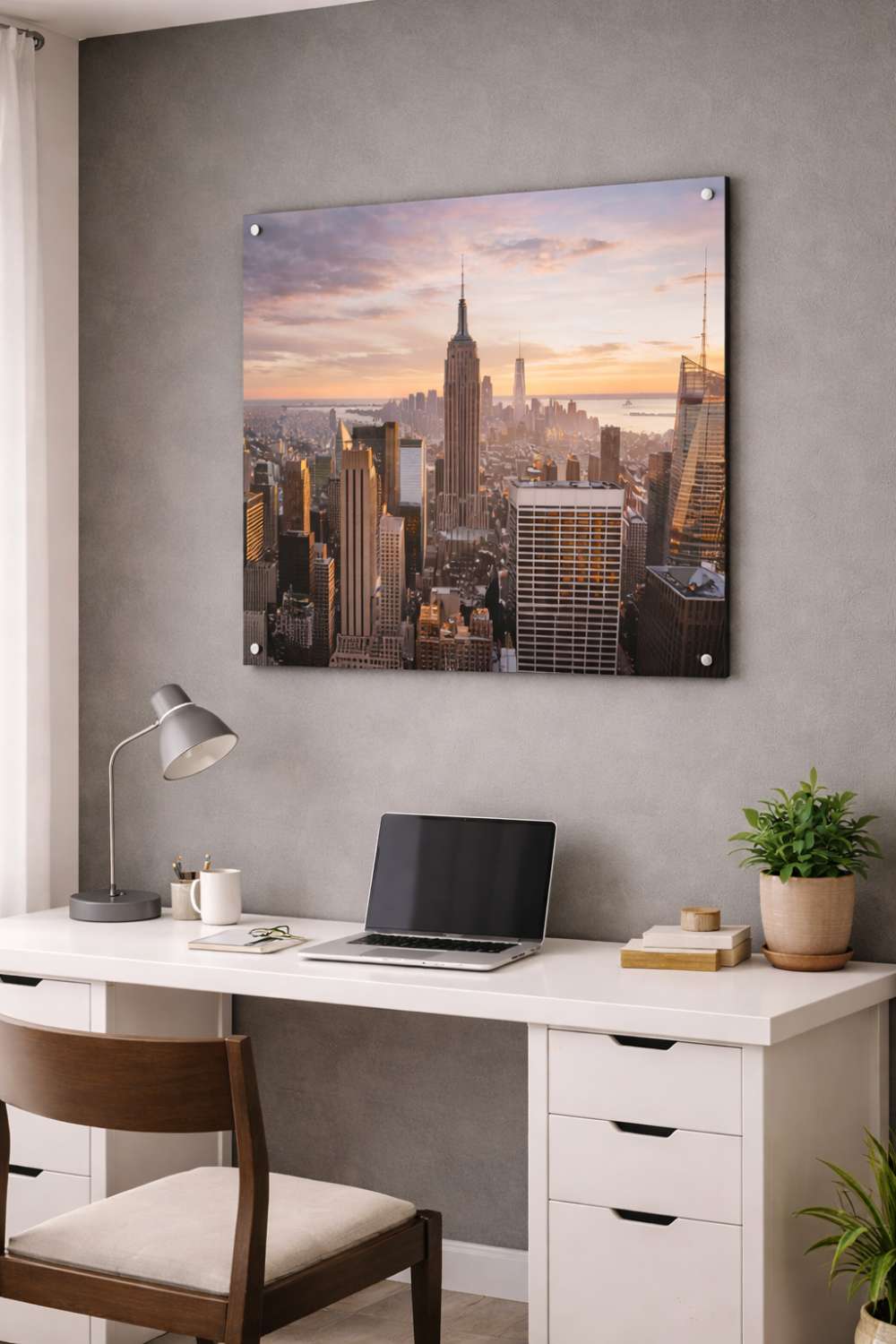 High-definition metal print in a modern office setting