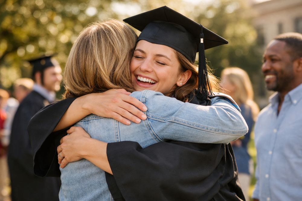 Happy female graduate holding her diploma