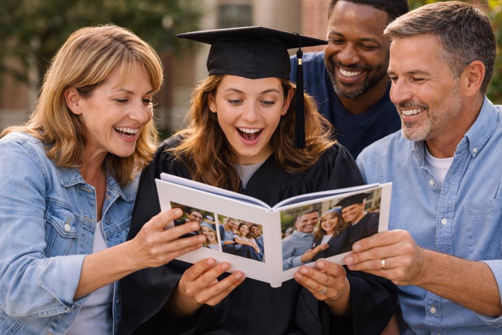 Family celebrating a graduation