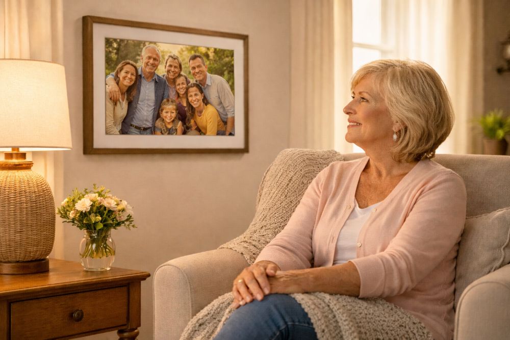 Sentimental photo canvas print on a wall