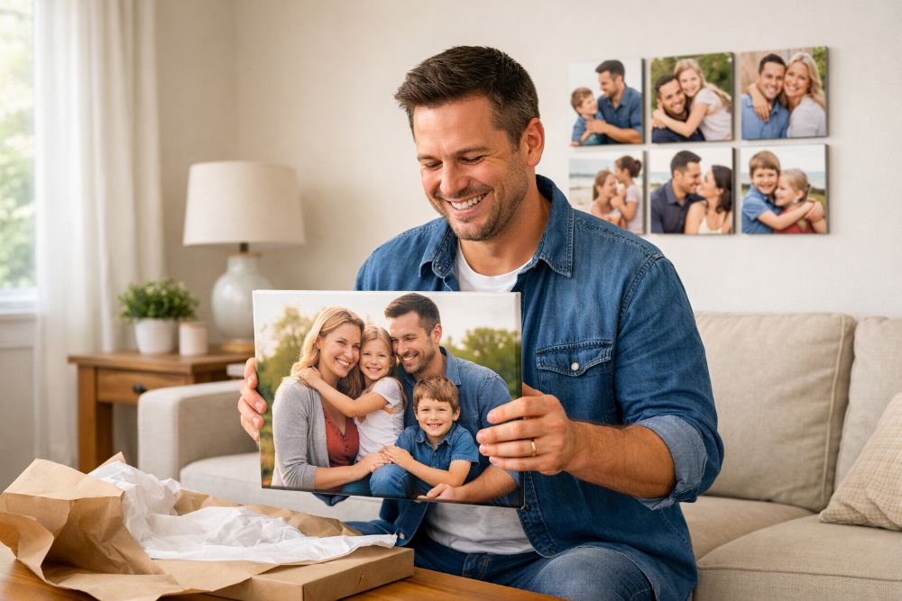 Personalized gifts for dad on a wooden table