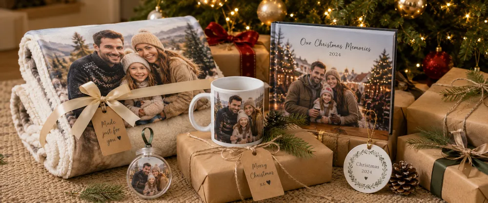 Beautifully wrapped photo gifts with handwritten notes