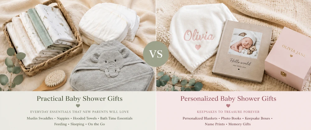 Personalized baby blanket and practical items