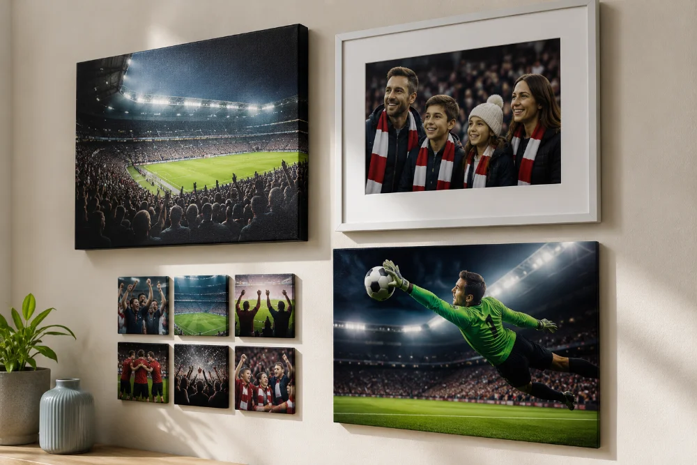 Different photo print formats including canvas, metal, and framed prints