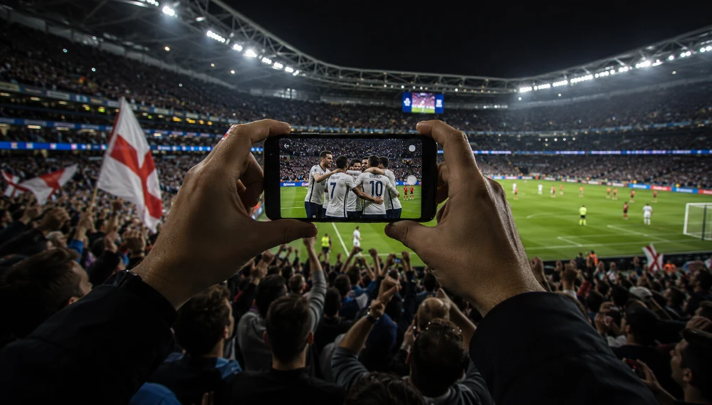 Smartphone photography at a night soccer match