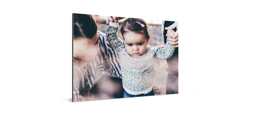 What is a metal print? Photo of baby printed on aluminum composite panel.