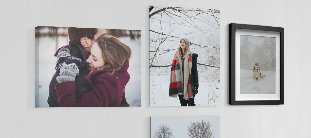 Christmas canvas prints. Gallery wall with canvas prints and framed prints.