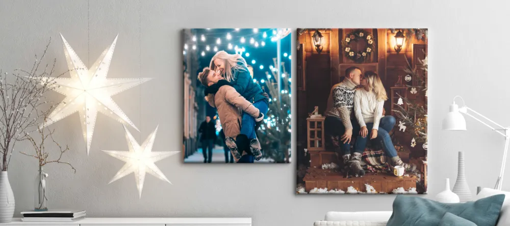 Photo Canvas for Christmas 2024. Two photo canvas prints with couples.