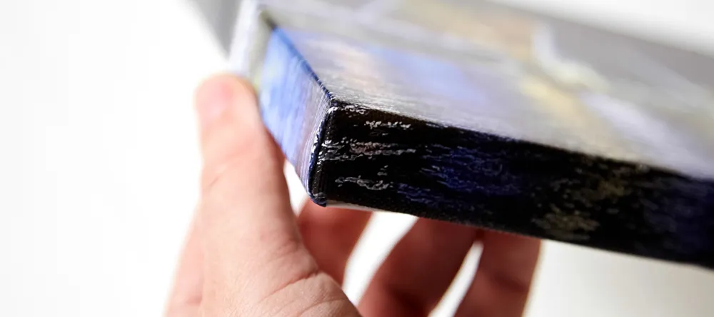 Getting Your Canvas Prints Delivered on Time. Canvas print edge close-up. 