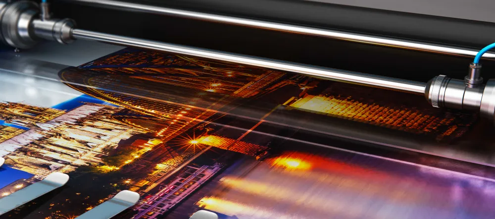 Getting Your Canvas Prints Delivered on Time. Modern canvas printing press.