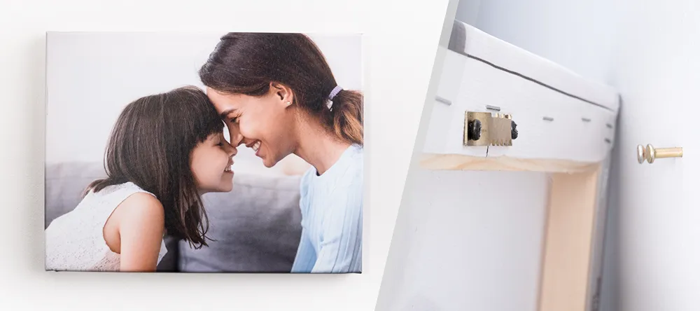 How to hang canvas prints. Small-format canvas print on display.