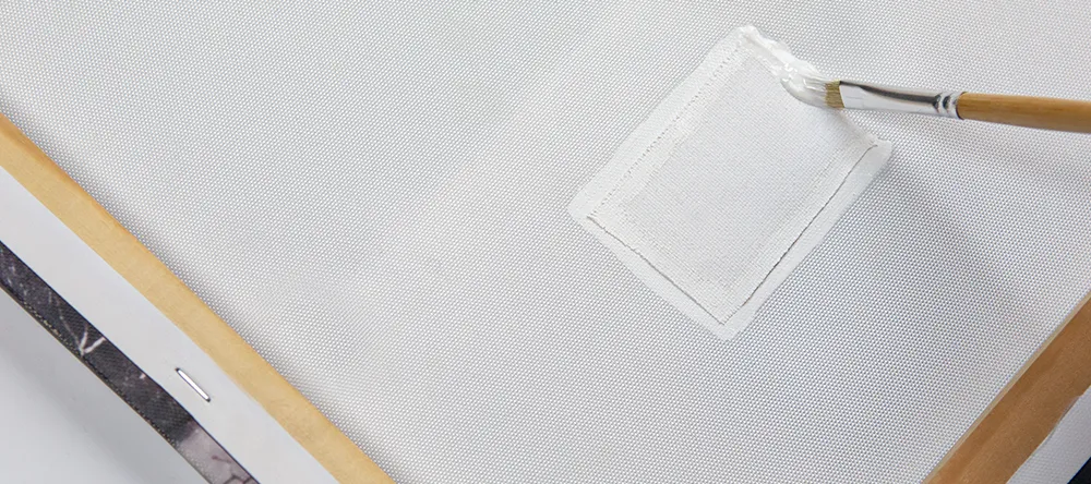 How to fix a ripped canvas. Canvas patch with glue. 