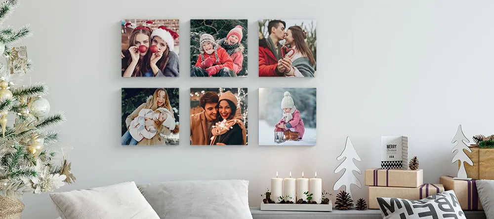 Custom Christmas Gifts on a Budget. MIXPIX® photo tiles with Christmas motifs.